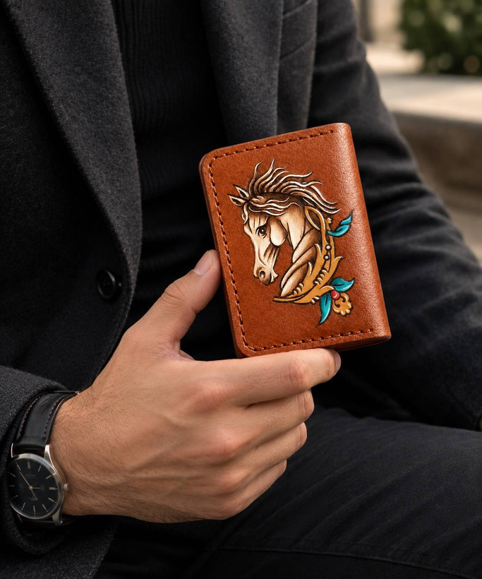 جاکارتی کتابی نگین نقاشی روی چرم طبیعی گاوی